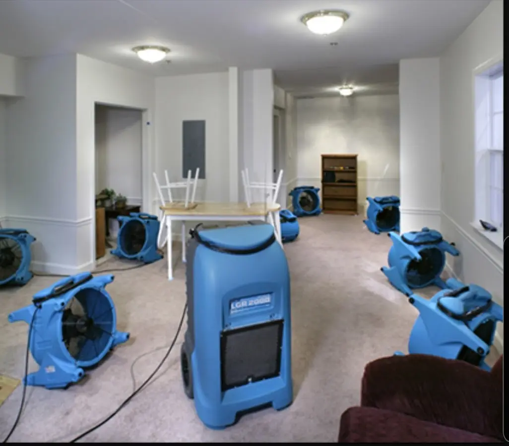 Air movers and dehumidifier setup for Water Damage Restoration in Laguna Woods